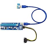 Kingwin PCIe Riser Card Adapter 1x to 16x with 6-Pin Power Cable, SATA to PCI-E Extension Cable for GPU Bitcoin Mining, Ethereum, ETH, Crypto Mining Rig (Latest Version)