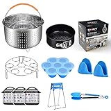 SIMAVO Pressure Cooker Accessories Set Compatible with Instant Pot 6,8 QT -New Steamer Basket | Egg Steamer Rack | Springform cake Pan | Egg Bites Mold | Magnet cooking time and more, 10+Pcs