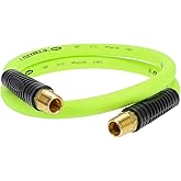 Flexzilla HFZ1204YW4S Swivel Whip Air Hose 4 Ft | 1/2" MNPT Swivel x 1/2 in" MNPT Ends | Extreme All Weather Flexibility | Lightweight
