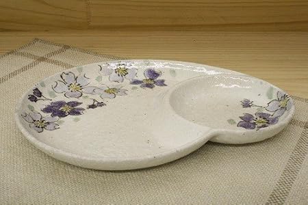 Amazon Co Jp 和食器 円皿 おしゃれ 春を感じる 季節の器 粉引色桜 仕切皿 紫 ブルー ランチプレート ドラッグストア