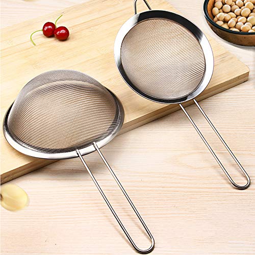 Set of 5 Sizes Premium Quality Fine Mesh Stainless Steel Strainers with Resting Ear Design, Mesh