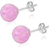 Natural Stone Stud Earrings for Women 8mm Sterling Silver Genuine Gemstone Earrings Handmade Sterling Silver Crystal Stud Earrings for Women