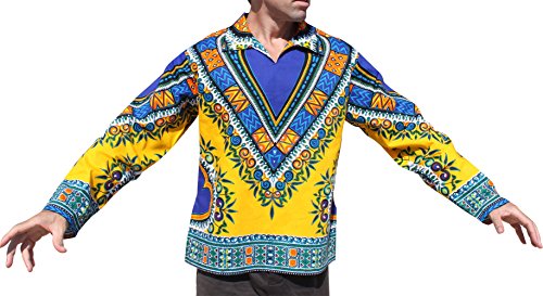 RaanPahMuang Wide European Poets Collar Long Sleeve Shirt Dashiki Heart Print
