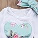 Newborn Baby Girls Floral Heart Peach Print Romper Long Pants With Bowknot Headband Outfit Set (0-6 Months), Blue