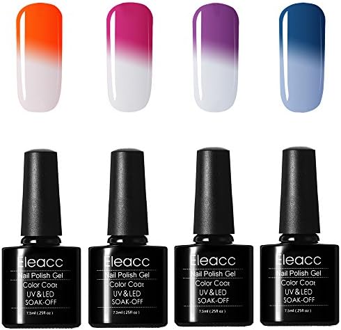Eleacc 4 colors Temperature Changing Colour Nail Lacquers Soak Off UV LED Gel Polish Gelpolish 7.3ml (5761 5764 5767 5771)