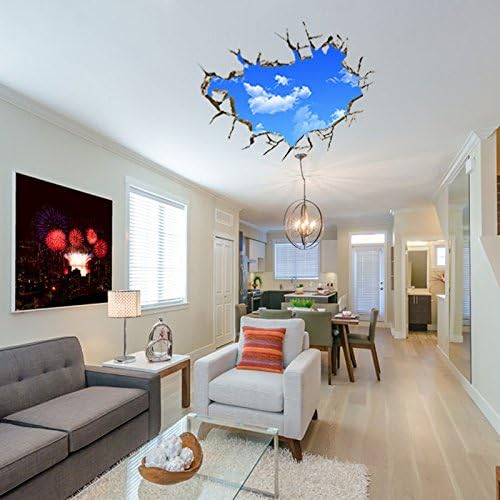 Loomin Art Creative 3D Holes Removable Wall Sticker PVC Decal Decor Mural (Sky)