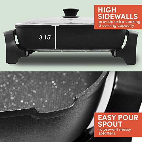 Elite Platinum EG-6203 Non-stick Deep Dish Heavy Duty Electric Skillet with Tempered Glass Vented Li - //coolthings.us