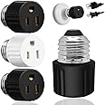 3-Pack Outlet Light Socket Adapter,3 Prong Light Socket to Plug Adapter,E26 Light Bulb to Outlet Socket Converter,2/3 Prong Screw in Outlet Socket for Camera Garage Porch,(2 Black 1 White)