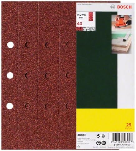 Bosch Accessories 2607017100 Sanding Sheet-Set for Orbital Sanders 0 V, Red, 93 x 230 mm
