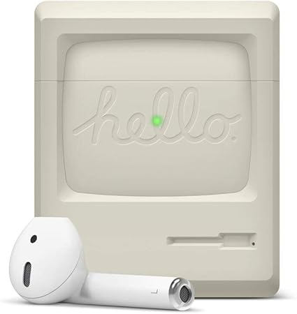 amazon elago airpods 対応 ケース シリコン 製 カバー 耐衝撃 ノスタルジック レトロ デザイン 衝撃 吸収 傷防止 保護 アクセサリー apple airpods1 airpods2 wireless charging case エアーポッズ 対応 aw3 case クラシックホワイト