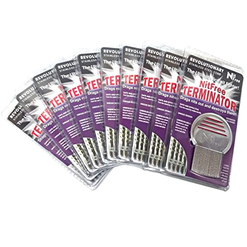 Nit Free Terminator Lice Comb, Professional Stainless Steel Comb For
