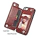 UEEBAI Case for iPhone 5 5S SE, Luxury PU Leather Case with [Two Magnetic Clasp] [Card Slots] Stand Function Durable Soft TPU Case Back Wallet Flip Cover for iPhone 5/5S/SE - Brown
