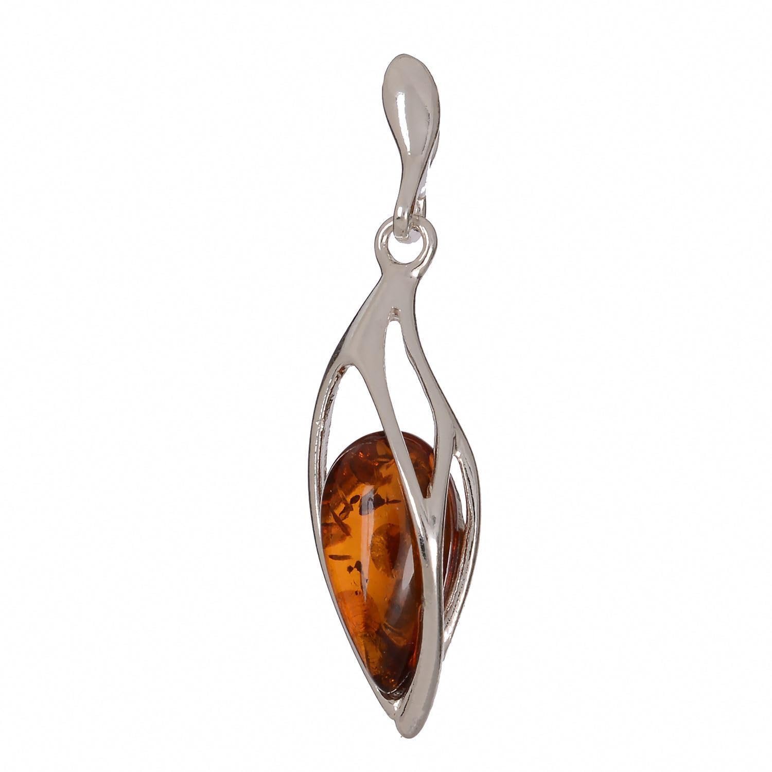Sterling Silver and Baltic Honey Amber Pendant "Misty"