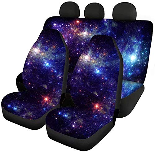 Pizding Blue Galaxy Space Pattern Car Seat Covers Full Set Front and Rear Split Bench Protection Cover Breathable Car Interior Accessiores for Women Men Universal Fit for Most Cars Auto Truck Van SUV