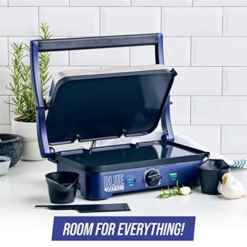 Blue Diamond Ceramic Nonstick, Electric Contact Sizzle Griddle, Open