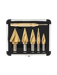 CO-Z HSS - Juego de 5 brocas de titanio en espiral con punzón central automático, brocas para hoja de metal con carcasa de aluminio, múltiples agujeros para los amantes del bricolaje
