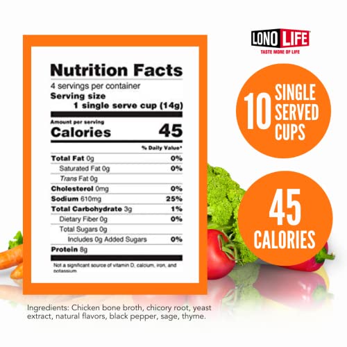 LonoLife Chicken Bone Broth Single Serve Cups 8g Collagen Protein