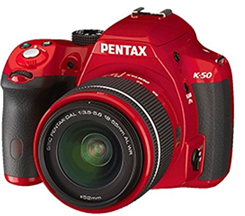 Pentax K-50 Digial SLR Camera with L18-55 WR Lens, Red 10985