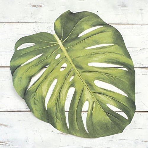 Hester and Cook Disposable Die-Cut Green Monsterra Leaf Paper Placemat - 17" L x 14" W