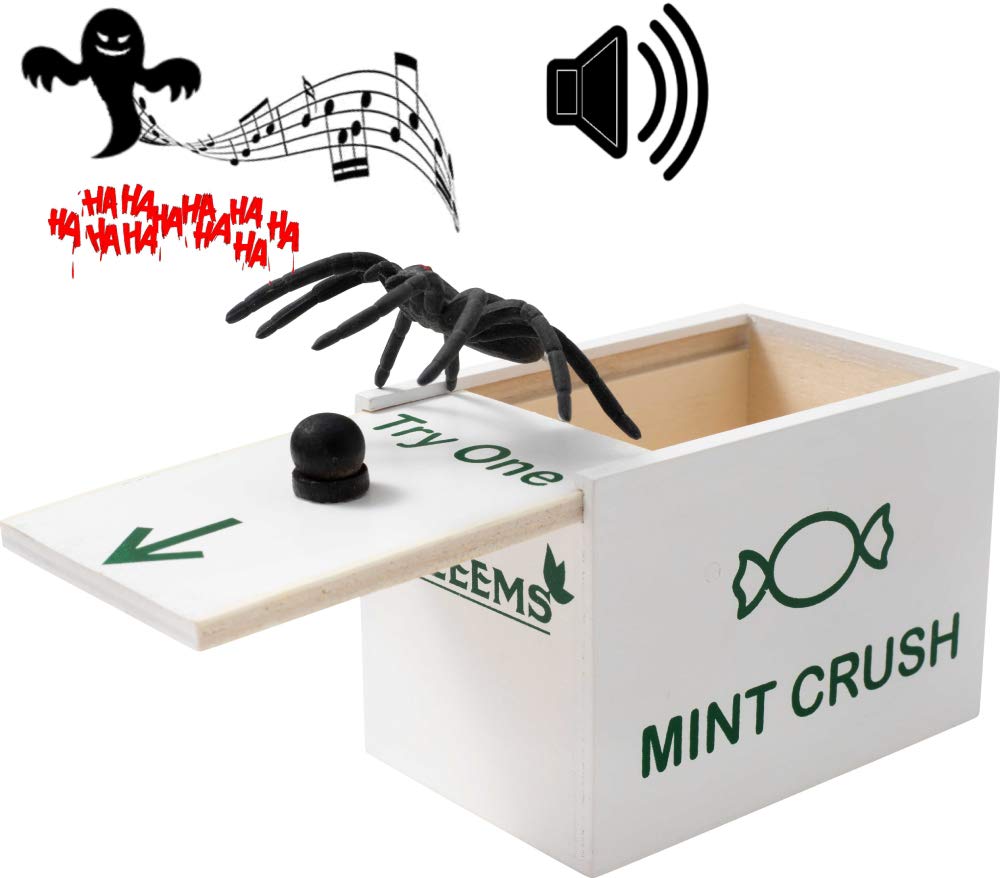 Haleems Spider Box Prank The Only Spider In A Box With Spooky Laugh Sound Wooden Scare Prank Boxes Gag Box Gift Pranks For Kids Pranks For Adults Candy Boxes