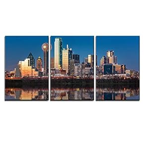 Dallas Skyline at Sunset Wall Decor x3 Panels
