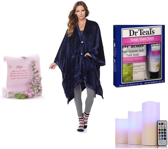 Concierge Mothers Day Gift Angel Wrap Navy, Dr teals Set, Color Changing Candles & Plaque