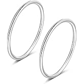 CANDYFANCY 925 Sterling Silver 1.2mm Stacking Midi Thin Rings Thumb Pinky Ring Stack Knuckle Rings for Women Band Ring Size 2.5-8.5