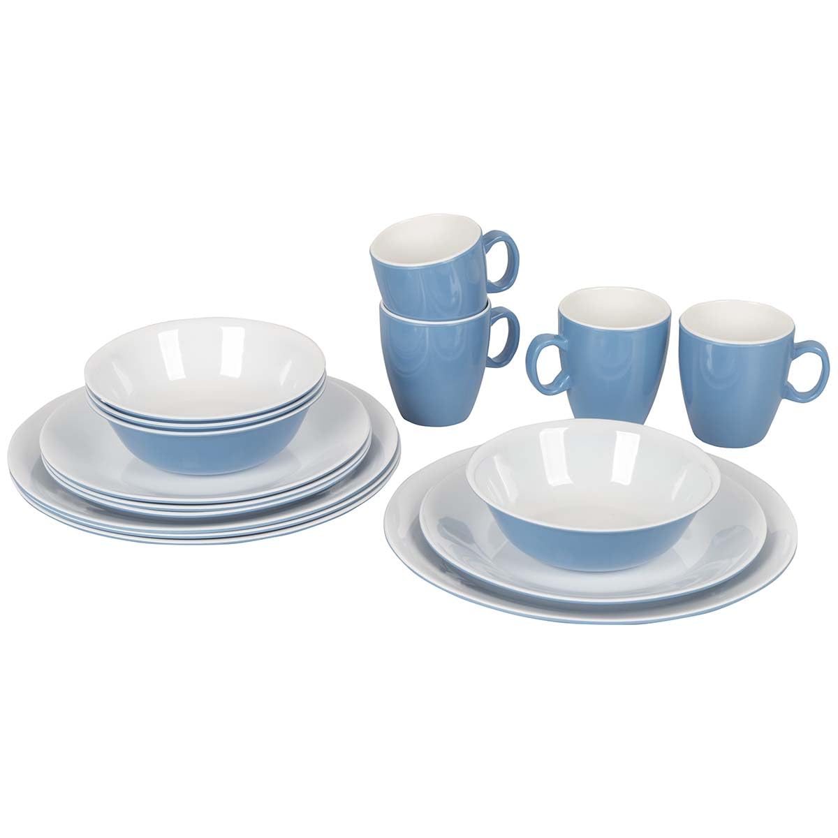 Bo-Camp - Tableware set - 100% Melamine - 16 pieces - Blue