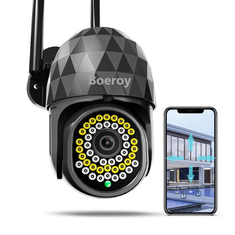 BOEROY Security Camera Outdoor, 46 Night Vision Lights,Wireless WiFi IP