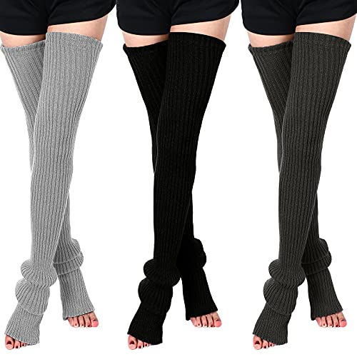 SATINIOR Leg Warmers 3 Pairs Thigh High Leg Warmers Knit Warm Long Leg
