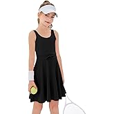 Haloumoning Girls Sleeveless Tennis Dress Kids Athletic Elastic Waist A-Line Workout Golf Dresses 4-14 Years
