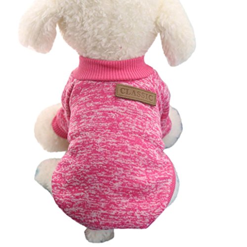 Sunward Pet Dog Clothes Soft Thickening Warm Stripe Polar Fleece Winter Clothes (L2, Hot Pink) - Thumbnail 4