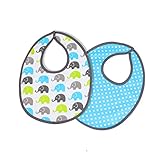 Bacati Elephants Bibs Set, Aqua/Lime/Grey
