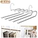 WAOU Massy Pants Hangers Multi-Layer Hanging Pants 5 in 1 Pants Rack Stainless Steel Pants Hangers Folding Storage Rack Space Saver Storage for Trousers Scarf Tie Belt Adjustable(2 Pack)