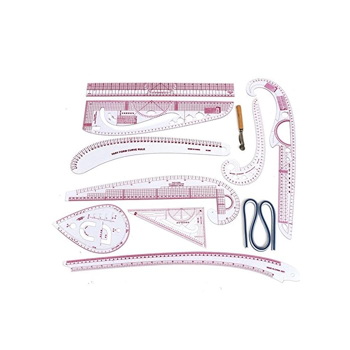 Buy Ruler French Curve Set Sewing Tools Cutting Ruler Yardstick Sleeve