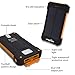 Solar Charger 10000mAh, Laniakea Waterproof Solar Power Bank Dual USB Solar Battery Phone Charger with Carabiner LED Lights for iPhone iPod Samsung HTC Nexus, Tablet and Android Phones(Orange)