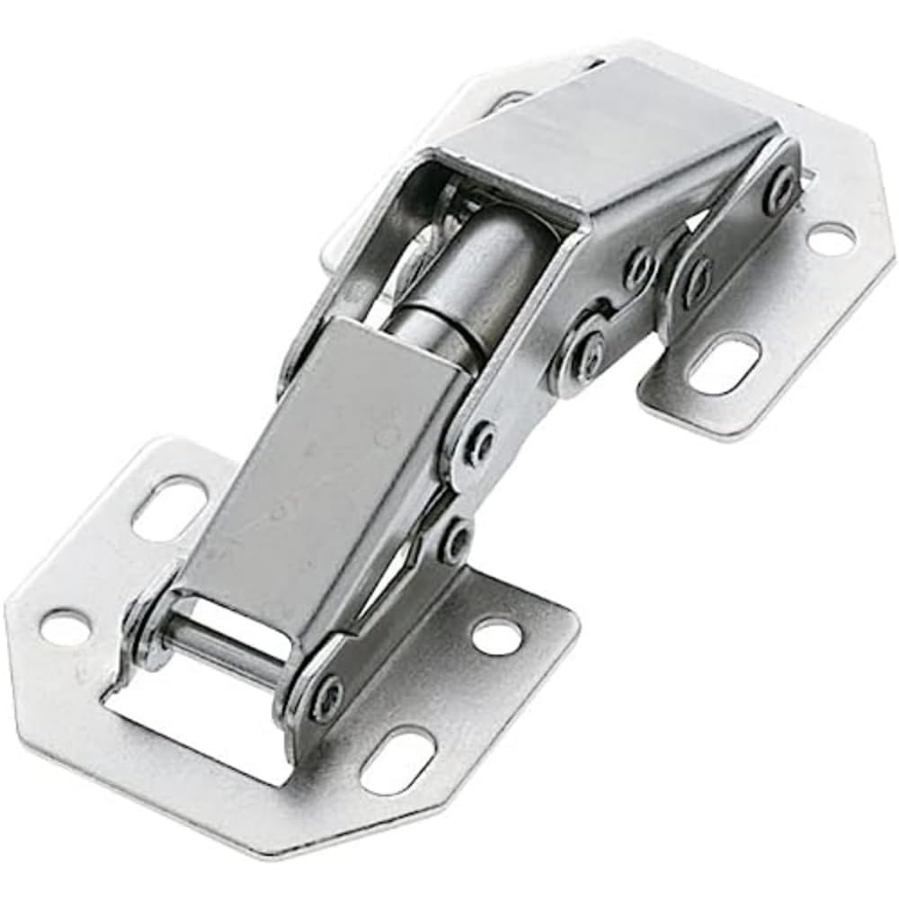Amig - Crab Hinge, with Piston, 75 x 33 mm, Pack of 2, Optimum Strength and Duration, Concealed Fixing for Furniture and Cupboard Doors, Silver Steel