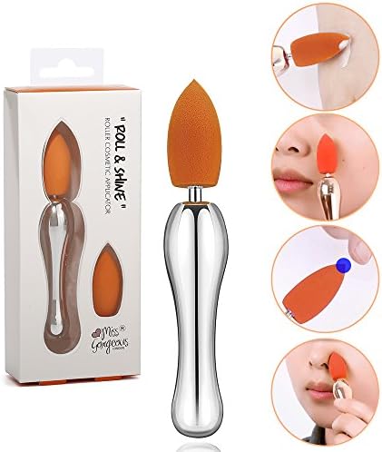 Miss Gorgeous 1Pcs Roller Makeup Sponge with Handle (Attached a Spare Replacement Sponge)(Orange)