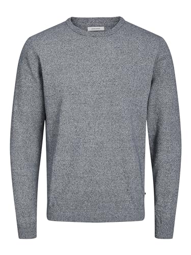 Jjebasic Knit Crew Neck Noos Felpa, Grigio (Navy Blazer Detail: Twisted with Jet Stream), Medium Uomo