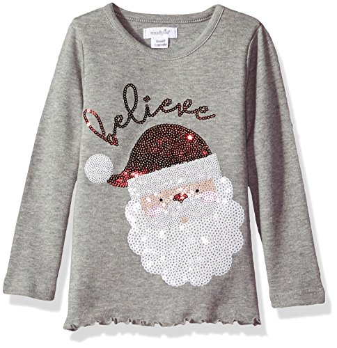 Mud Pie Baby Toddler Girls' Holiday Christmas Long Sleeve Tunic, Gray Sequin, SM/ 12-24 MOS