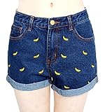Tengo Women Embroidered Curling Denim Shorts Summer Shorts