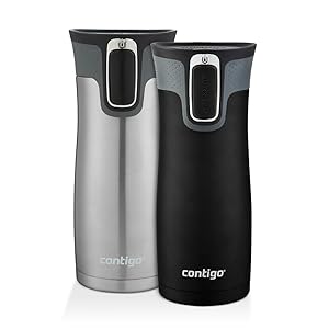 Contigo 2013292 Autoseal West Loop Insulated Beverage, 16oz, Matte Black & Stainless Steel