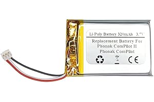 3.7V 320mAh Replacement Battery Compatiable with Phona k ComPilot II, ComPilot Remote Mic Earbud Headphones, IP462539