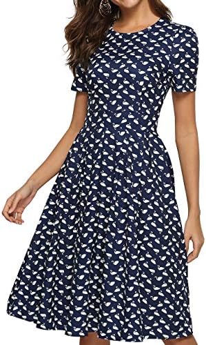 JOJJJOJ Women's 50s Floral Cocktail Vintage Retro Dresses Elegant Midi Evening Dress 3/4 Sleeves