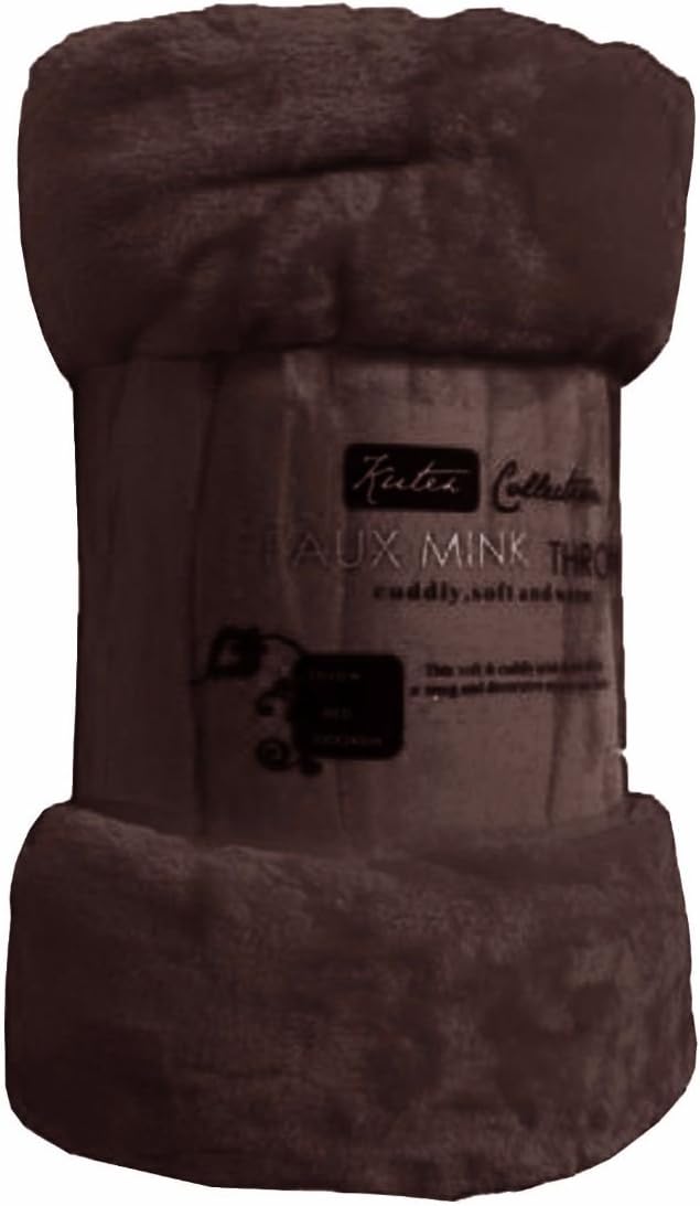 Laura SecretFleece Faux Fur Roll Mink THROW Throws/Bed Blanket Beautiful Colours (King, Brown)