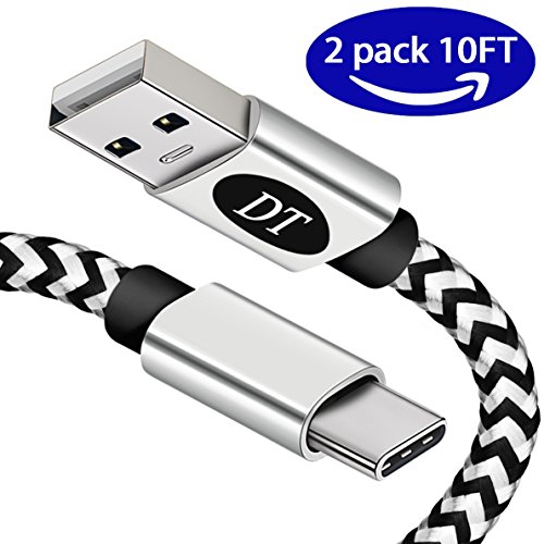 USB Type C Cable 10FT,2Pack Extra Long Nylon Braided USB A to C Charger Cord,Type C Fast Charger for Google Pixel 2XL,Samsung Galaxy S9/S8 Plus/Note8,LG G5/G6/V20/V30,Nintendo Switch,MacBook,Moto Z2