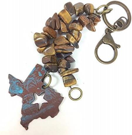 Chunky Tigers Eye Beaded Texas Keychain