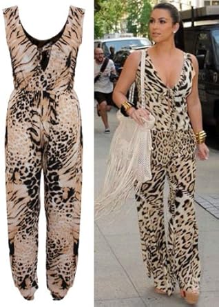 kim kardashian leopard jumpsuit