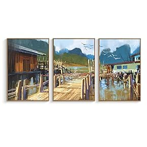 Framed Canvas Wall Art for Living Room, Bedroom Abstract Paintings Canvas Prints for Home Decoration Ready to Hanging - 16"x24"x3 Panels
