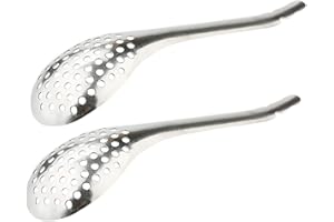 FUNOMOCYA 2-pcs Slotted Ladle Skimmer Spoon Stainless Steel Colander for Easy Water Separation Cooking